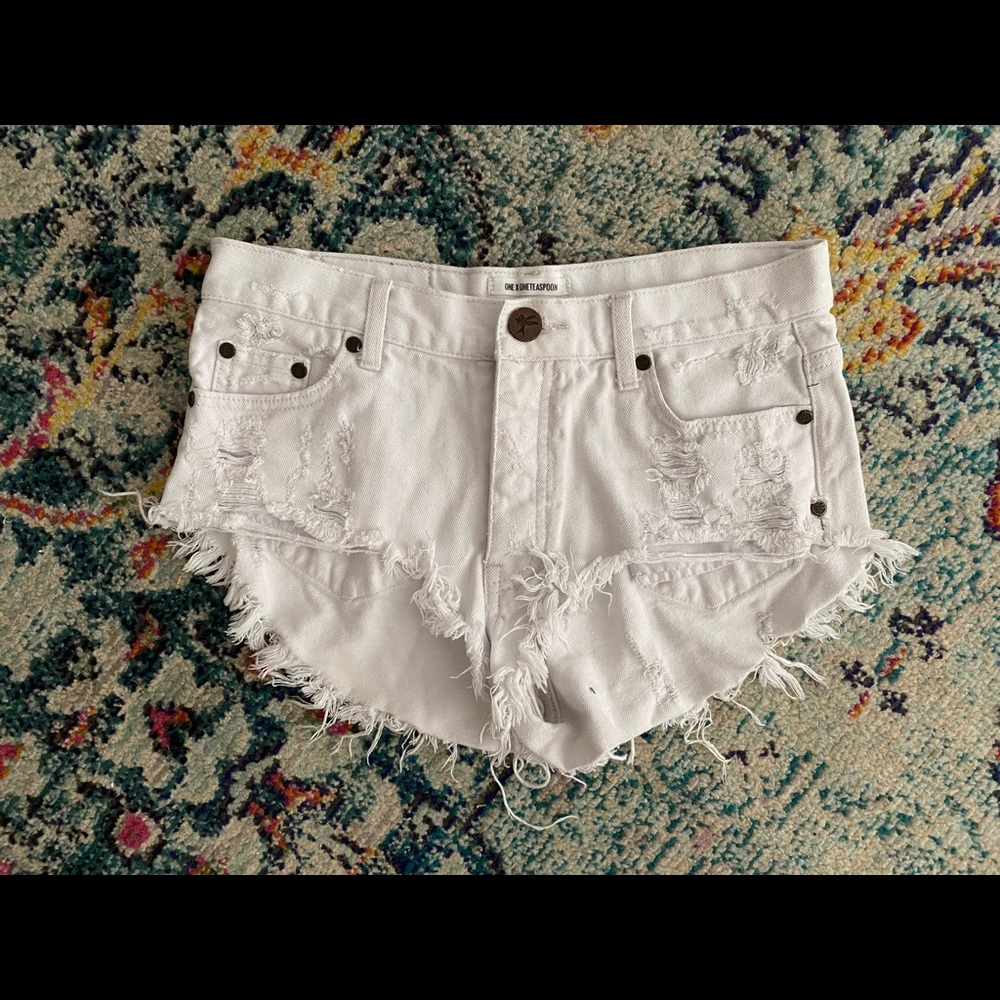 One Teaspoon High Rollers, White denim shorts